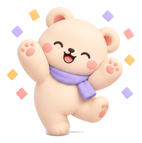 Pip the bear celebrating