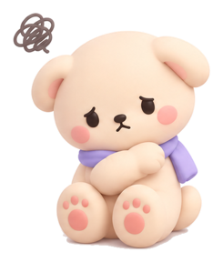 Pip the bear looking sad